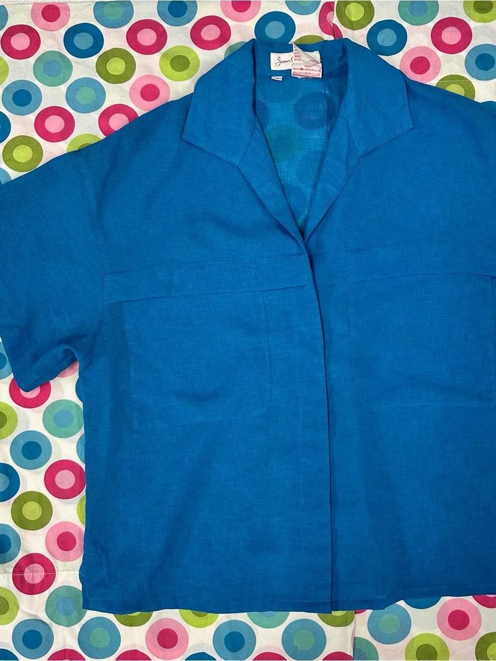 Vintage 80s/90s Jean Baptiste Blue Boxy Blouse